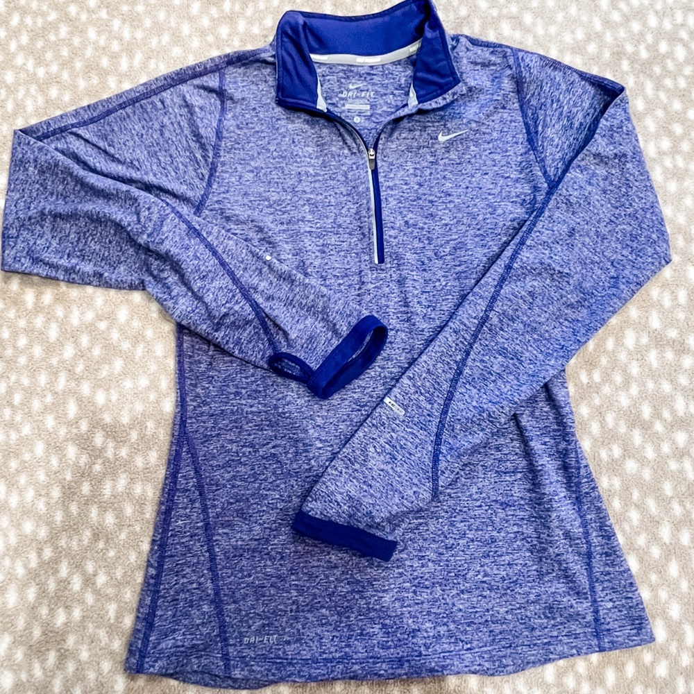Nike running Dri Fit 1/4 zip up long sleeve top with thumb holes size Small